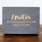Personalized Wooden Baby Memory Box – Engraved Keepsake Storage Box