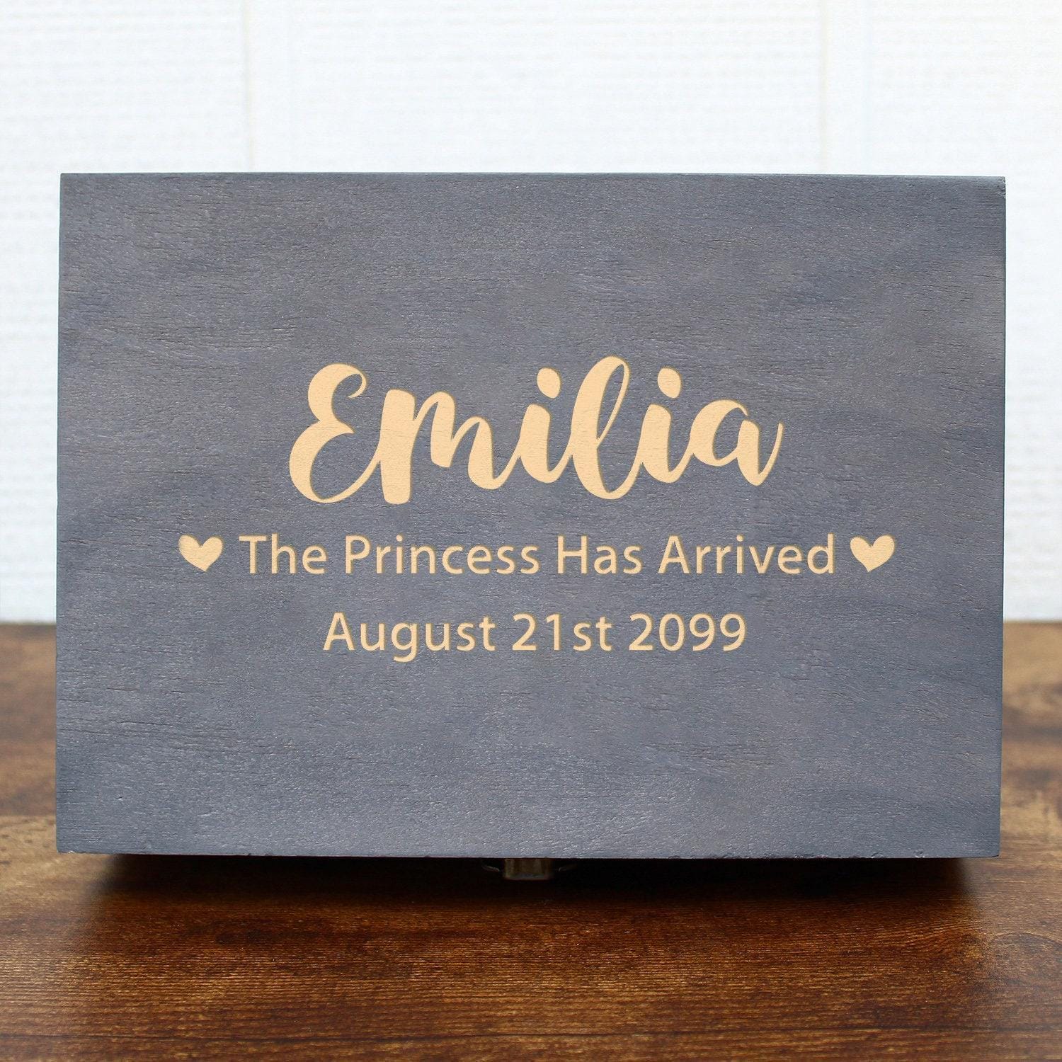 Personalized Wooden Baby Memory Box – Engraved Keepsake Storage Box
