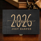 Custom Engraved Graduation Box – Rustic Wooden Keepsake Organizer