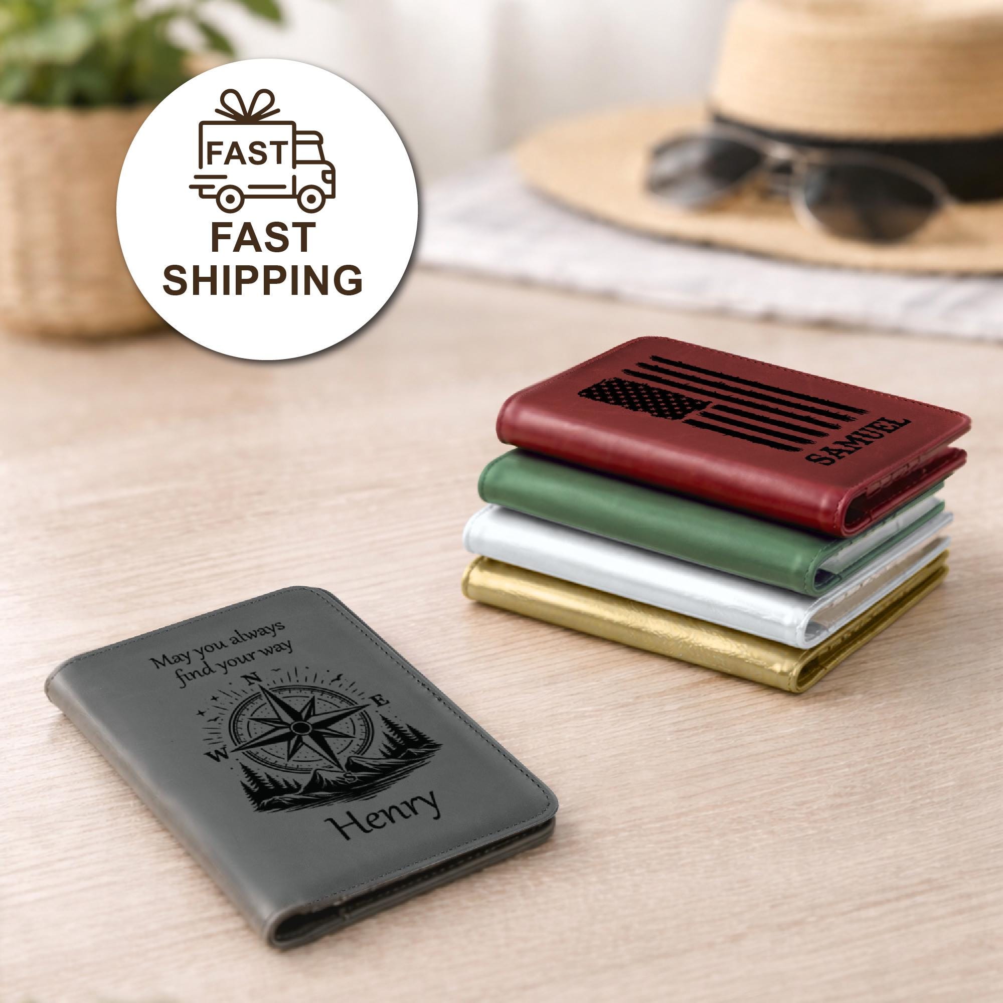 Personalized Leatherette Passport Wallet – Custom Engraved Travel Document Organizer