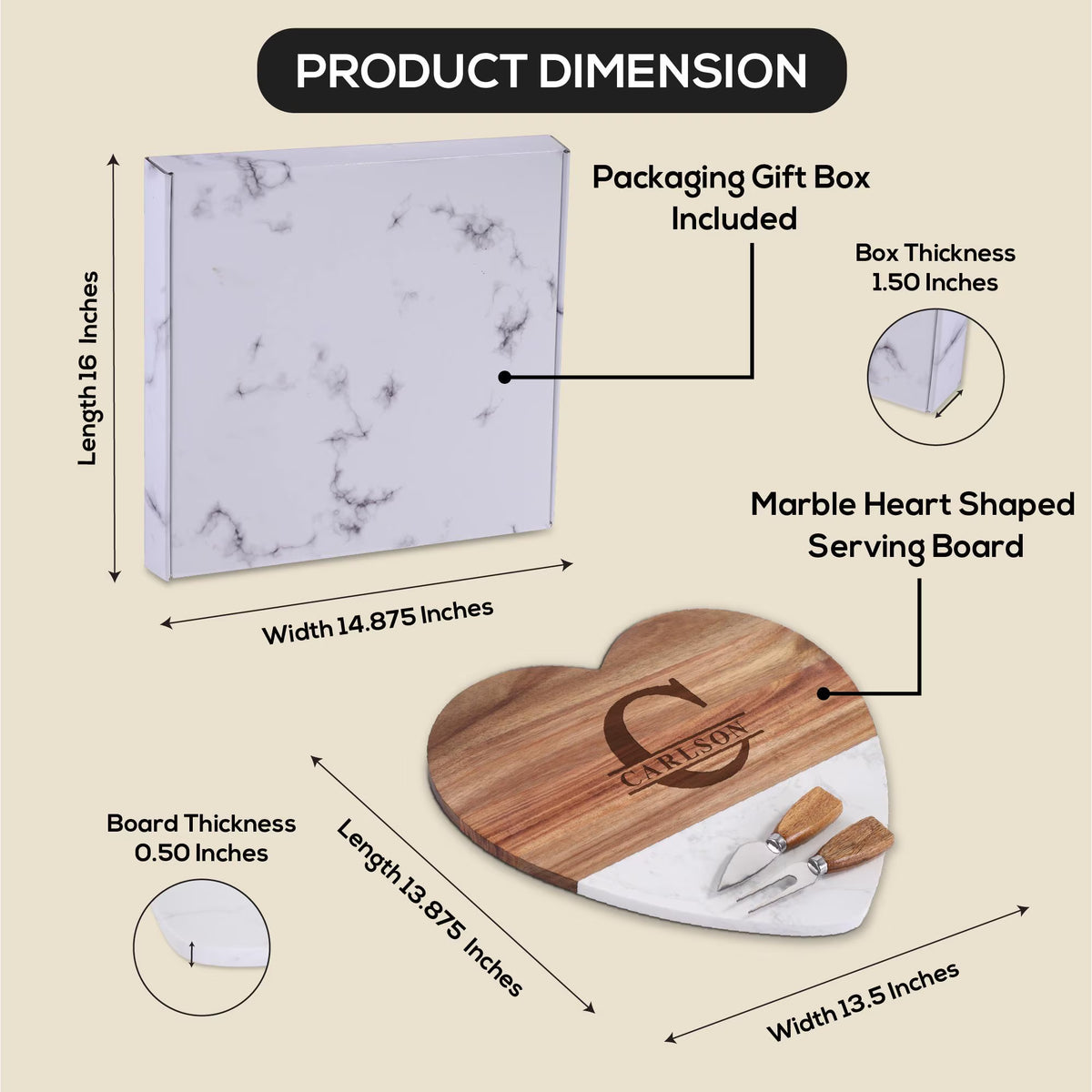 Personalized Heart Shaped Charcuterie Board