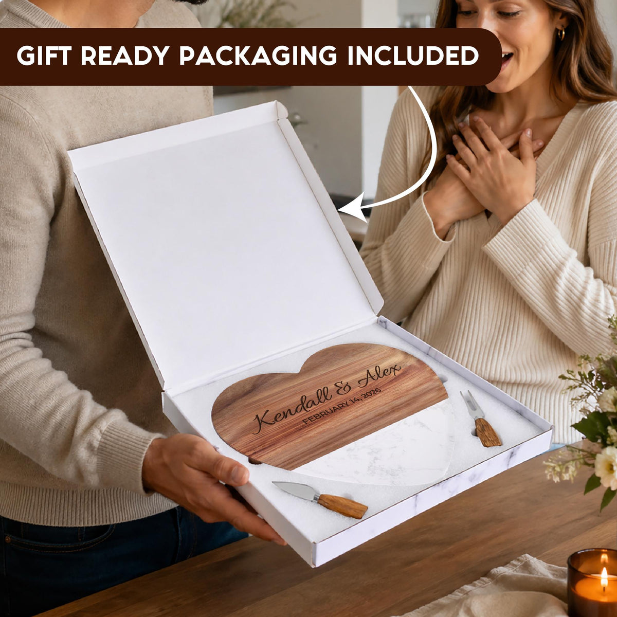 Personalized Heart Shaped Charcuterie Board
