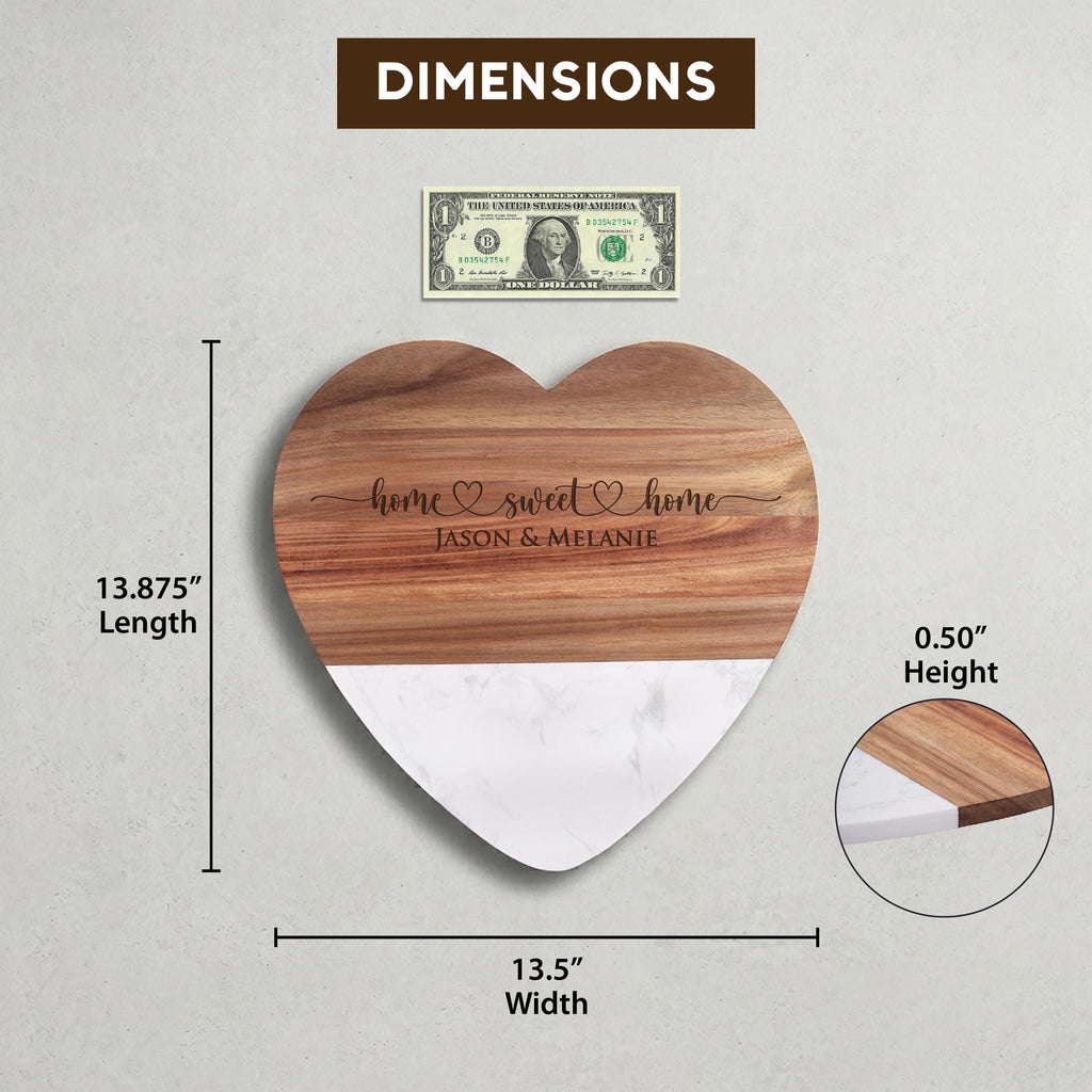 Personalized Heart Shaped Charcuterie Board