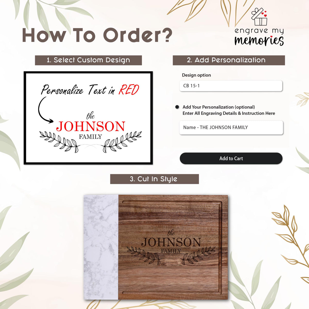 Personalized Cutting Board with Juice Groove