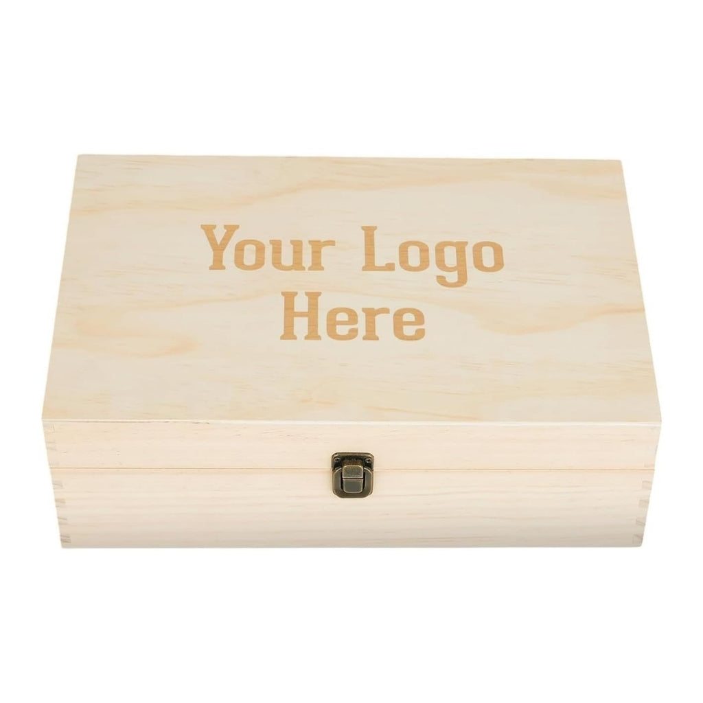 Custom Logo Wooden Keepsake Box, Engraved Memory Chest for Corporate Gifts