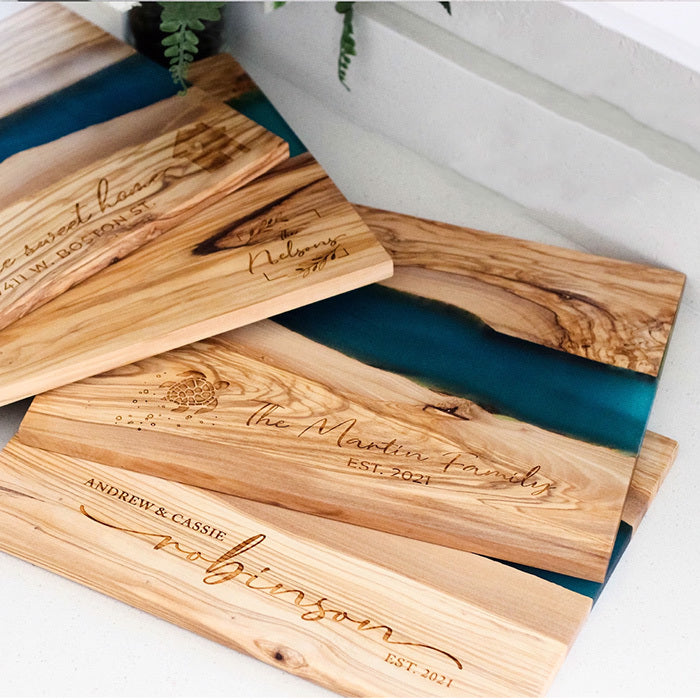 Olive Wood Resin Serving Board for Housewarming